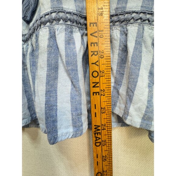 Crown & Ivy Womens Peplum Blouse Top Size M BlueStriped Sleeveless Linen Blend - Picture 7 of 12